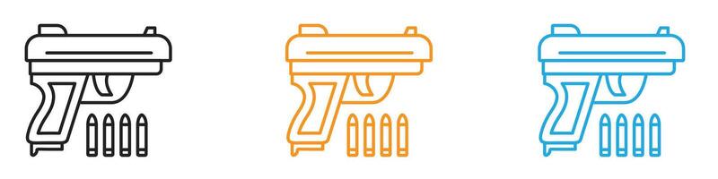 Gun with ammunition icon logo set collection for web app ui vector