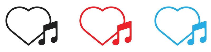 heard heart note icon set vector