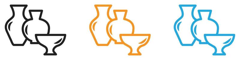Handmade pottery icon logo set collection for web app ui vector