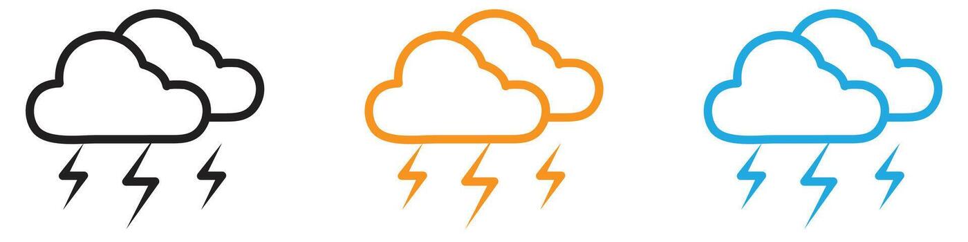 Lightning icon logo set collection for web app ui vector