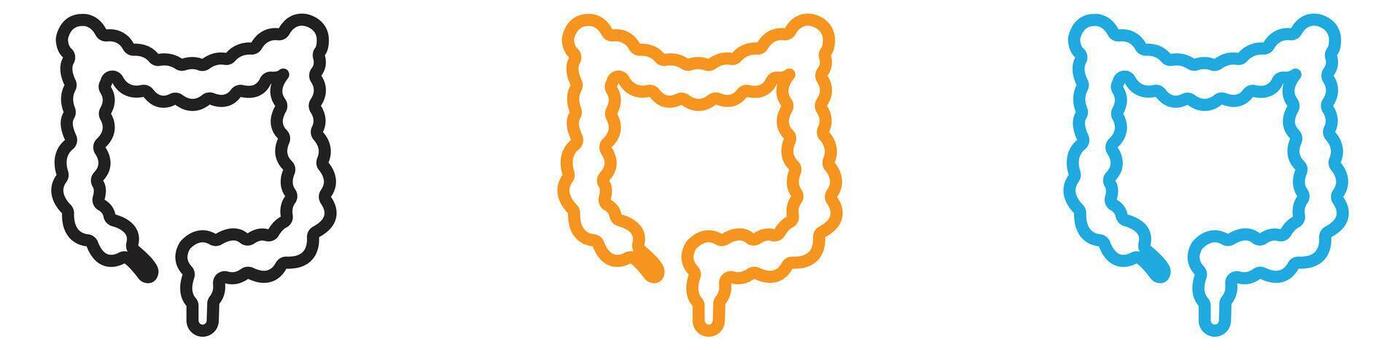 Large intestine icon logo set collection for web app ui vector