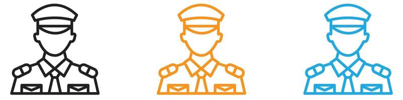 Male chief officer icon logo set collection for web app ui vector