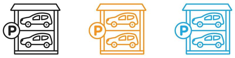 Multi Storey Parking icon logo set collection for web app ui vector