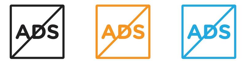 No ads icon logo set collection for web app ui vector