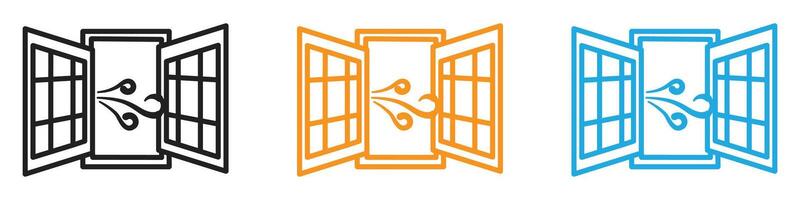 Open windows icon logo set collection for web app ui vector