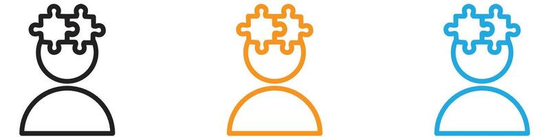 People head with puzzles icon logo set collection for web app ui vector