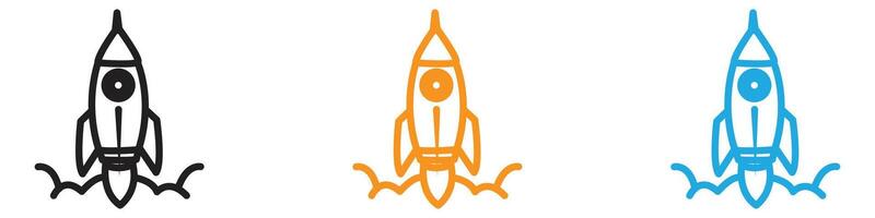 Rocket Spaceship Startup icon logo set collection for web app ui vector