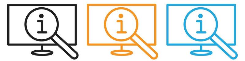 Researching information online icon logo set collection for web app ui vector