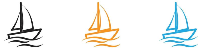 Sailboat icon logo set collection for web app ui vector