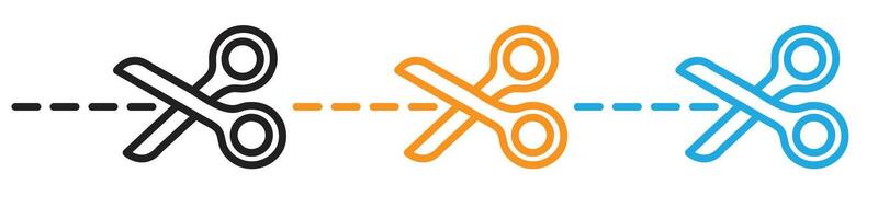 Scissors trim cut icon logo set collection for web app ui vector