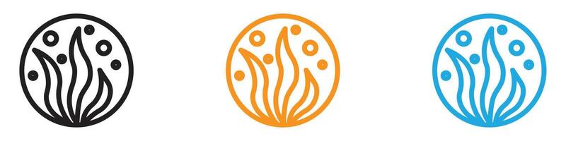 Seaweed icon logo set collection for web app ui vector