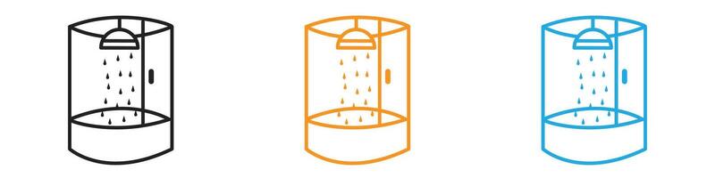 Shower cabin bathroom icon logo set collection for web app ui vector