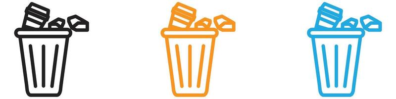 Solid waste icon logo set collection for web app ui vector