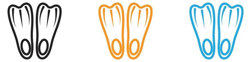 Swimming flippers icon logo set collection for web app ui vector