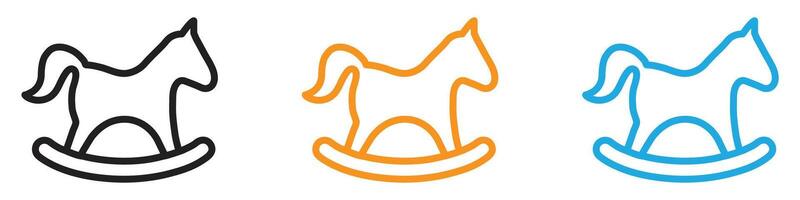 Toy horse rocking chair icon logo set collection for web app ui vector