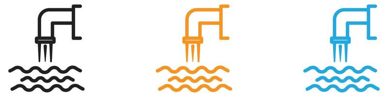 Water supply drain icon logo set collection for web app ui vector