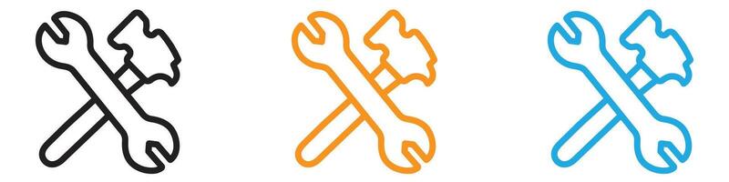 Wrench icon logo set collection for web app ui vector