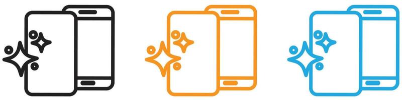 clean phone glass icon logo set collection for web app ui vector