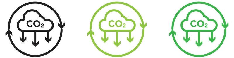 co2 gas carbon dioxide icon logo set collection for web app ui vector
