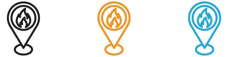 fire location icon logo set collection for web app ui vector