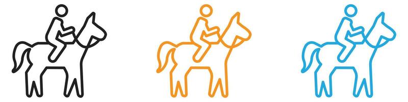 horse Ride icon logo set collection for web app ui vector