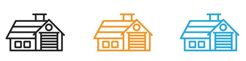 house with garage icon logo set collection for web app ui vector