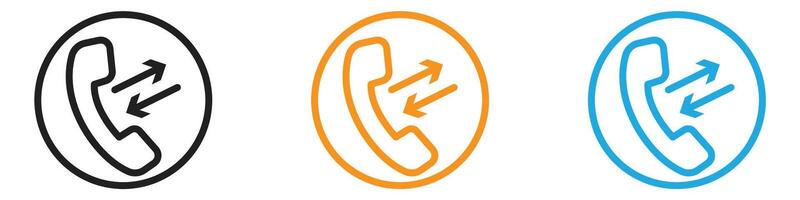 incoming outgoing calls icon logo set collection for web app ui vector