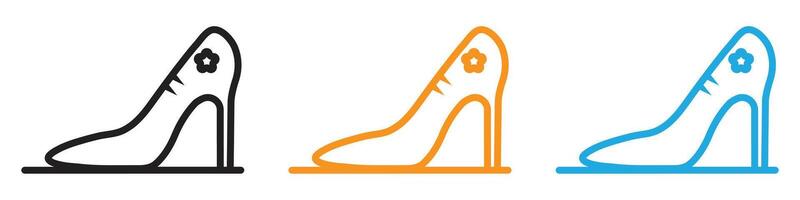 leather shoes heel icon logo set collection for web app ui vector
