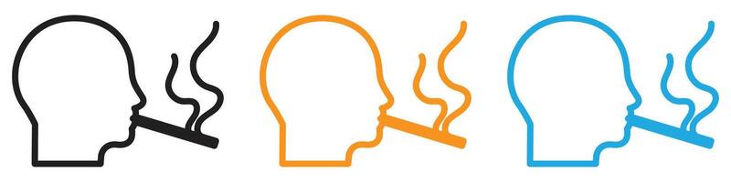 man smoking cigarette icon logo set collection for web app ui vector