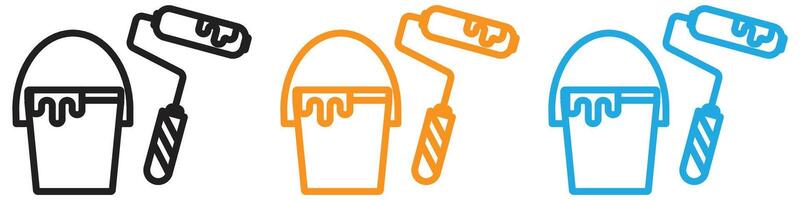 paint bucket icon logo set collection for web app ui vector