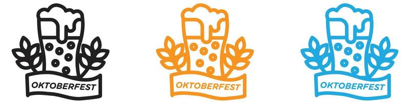 oktoberfest icon logo set collection for web app ui vector