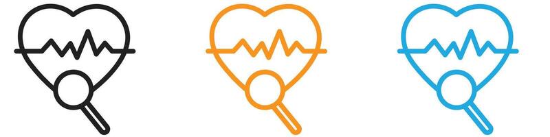 pulse heart check up icon logo set collection for web app ui vector