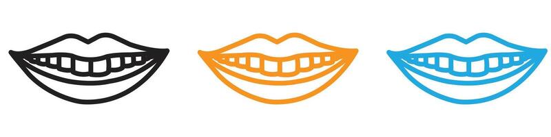 smile with teeth icon logo set collection for web app ui vector