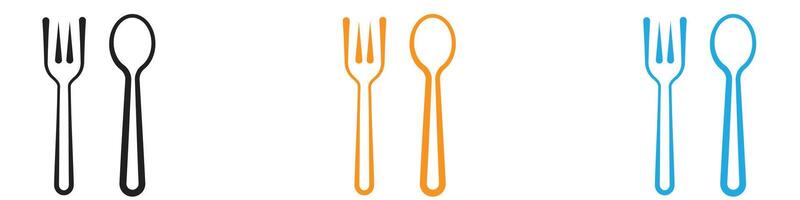 spoon and fork icon logo set collection for web app ui vector