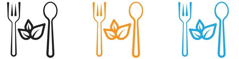 vegetarian food icon logo set collection for web app ui vector