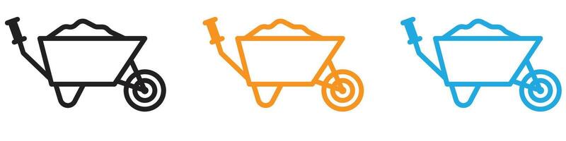 wheelbarrow unloading icon logo set collection for web app ui vector