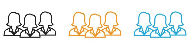 women team icon logo set collection for web app ui vector