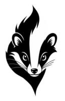 Skunk head black and white isolated logo or symbol. Can be used as emblem or mascot for sports or other products. vector