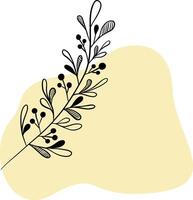 Hand drawn floral, botanical element on colour background shape for design. Instagram story icons vector