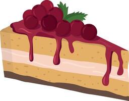 Pice of cake with cherry vector