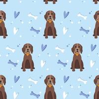 Cute pets pattern with dog. illustration in flat style vector