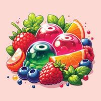 Jelly Ball Fruit Design With Pink Background vector