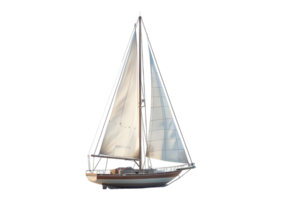 White Sailboat with Classic Design and Sails Isolated on a transparent background png