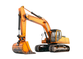 Orange Excavator with Extended Arm for Construction and Earthmoving Isolated on a transparent background png