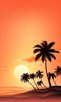 Summer vertical illustration template Beach with palm trees vector