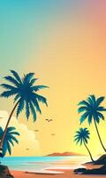 Summer vertical illustration template Beach with palm trees vector