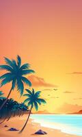 Summer vertical illustration template Beach with palm trees vector