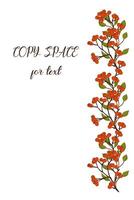 card with rowan branches. Place for text. vector