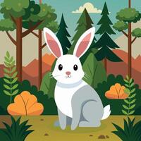 Rabbit in a forest illustration vector