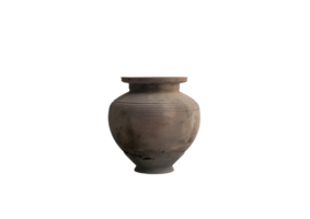Ancient pottery with detailed craftsmanship as showpiece. Isolated on a transparent background png